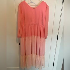 Pink tiered long sleeve dress
